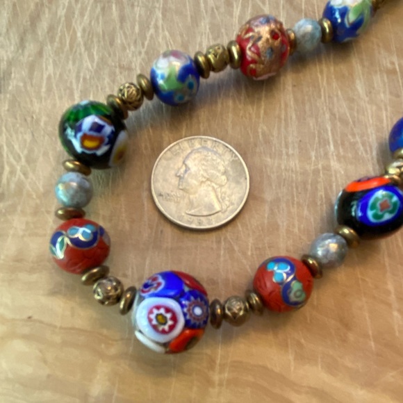 Amazing vintage long Millifiore Bead Necklace - Picture 4 of 15
